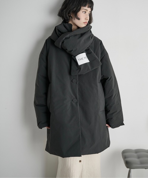 THE YOn（ザヨン）の「ストールセットミドルパフジャケット（ダウンジャケット/コート・レディース・ブラック/ブラウン/イエロー・FREE）」の21枚目の写真