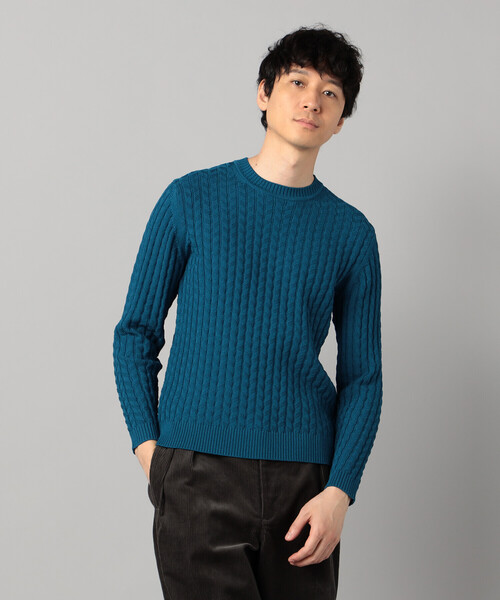 COMME CA MEN(コムサメン)の「リンクスジャカード クルーネックニット(ニット/セーター・メンズ・ライトグレー/ブラック/ターコイズブルー・L/M)」の3枚目の写真