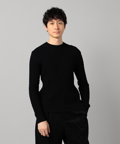 COMME CA MEN(コムサメン)の「リンクスジャカード クルーネックニット(ニット/セーター・メンズ・ライトグレー/ブラック/ターコイズブルー・L/M)」の2枚目の写真