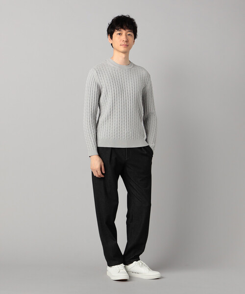 COMME CA MEN(コムサメン)の「リンクスジャカード クルーネックニット(ニット/セーター・メンズ・ライトグレー/ブラック/ターコイズブルー・L/M)」の4枚目の写真