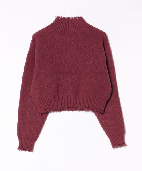 GORGE（ゴージ）の「《ダメージ×ハーフジップ》レディース ニットプルオーバー ショート丈 秋冬（ニット/セーター・レディース・アイボリー/ネイビー/ボルドー・F）」の15枚目の写真