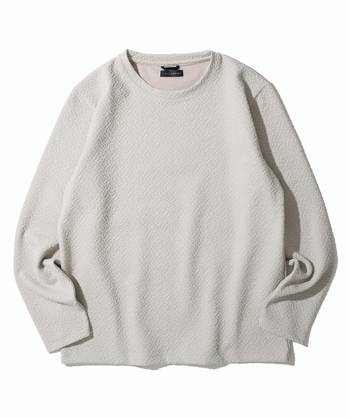 TETE HOMME(テットオム)の「ジオメトリックジャガードロンT(Tシャツ/カットソー・メンズ・ホワイト/グリーン/グレー・MEDIUM/LARGE/X-LARGE)」の2枚目の写真