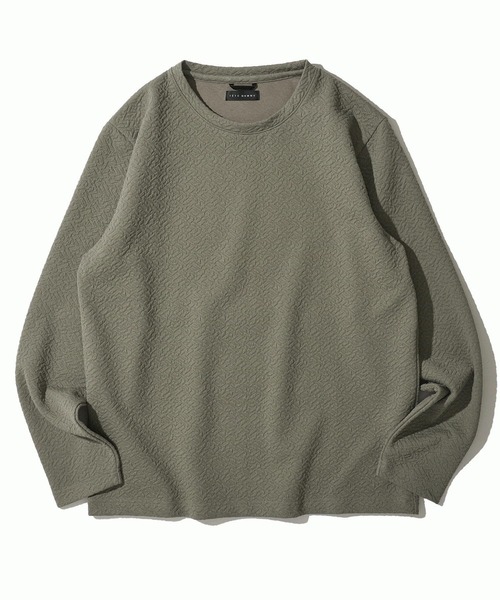 TETE HOMME(テットオム)の「ジオメトリックジャガードロンT(Tシャツ/カットソー・メンズ・ホワイト/グリーン/グレー・MEDIUM/LARGE/X-LARGE)」の3枚目の写真