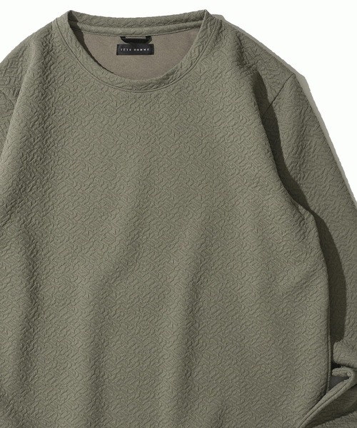 TETE HOMME(テットオム)の「ジオメトリックジャガードロンT(Tシャツ/カットソー・メンズ・ホワイト/グリーン/グレー・MEDIUM/LARGE/X-LARGE)」の9枚目の写真