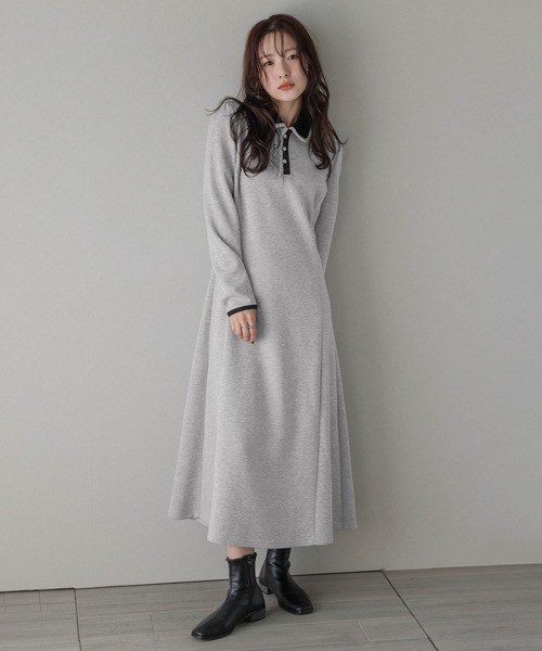 セール】バイカラーポロワンピース（ワンピース）｜AMELY（エミリー