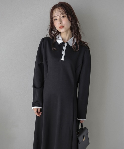 セール】バイカラーポロワンピース（ワンピース）｜AMELY（エミリー