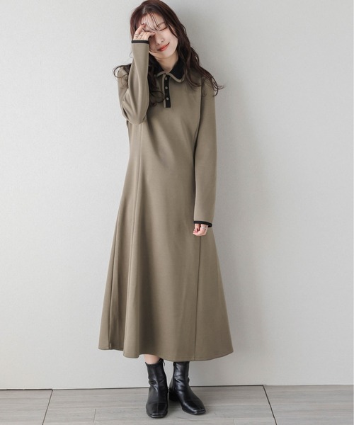 AMELY(エミリー)の「バイカラーポロワンピース(ワンピース・レディース・ブラック/グレー/モカ・フリー)」の22枚目の写真