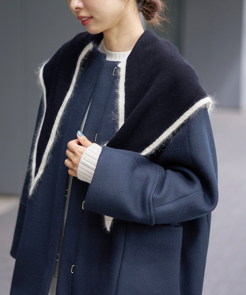 IENA(イエナ)の「ASAUCE MELER/アソースメレ TRICOLOR SCARF スカーフ AM25FSC266(バンダナ/スカーフ・レディース・ピンク/ブルー・FREE)」の7枚目の写真