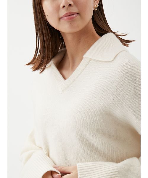 ウールカシミヤ衿付きVネックニット（ニット/セーター）｜Mila Owen