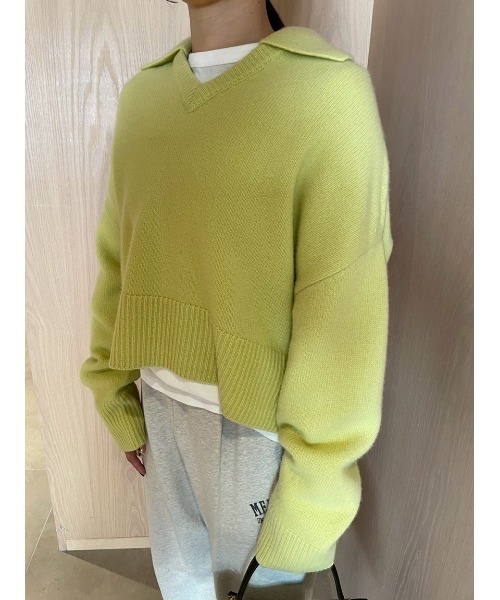 セール】ウールカシミヤ衿付きVネックニット（ニット/セーター）｜Mila