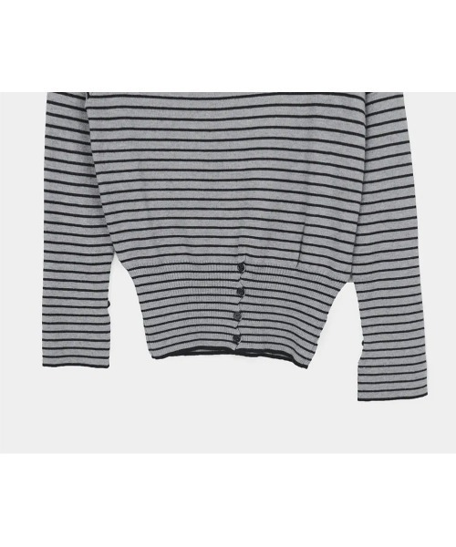 Vini（ヴィニ）の「ストライプボーダー オフショルダー 長袖ニット（Tシャツ/カットソー・レディース・ホワイト/グレー・LARGE）」の17枚目の写真