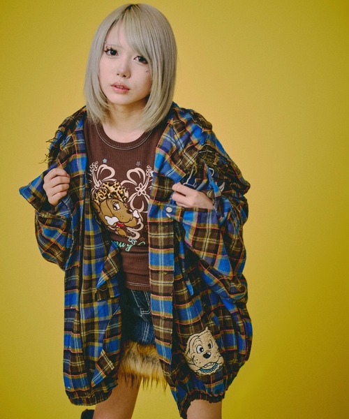 GALFY(ガルフィー)の「GALFY-ワッペンだらけチェックシャツパーカー(シャツ/ブラウス・メンズ・ワイン/ブルー/グリーン・L/XL)」の2枚目の写真