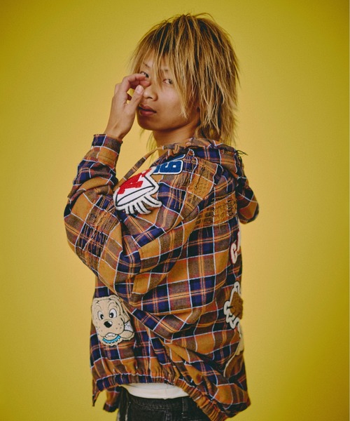 GALFY(ガルフィー)の「GALFY-ワッペンだらけチェックシャツパーカー(シャツ/ブラウス・メンズ・ワイン/ブルー/グリーン・L/XL)」の15枚目の写真