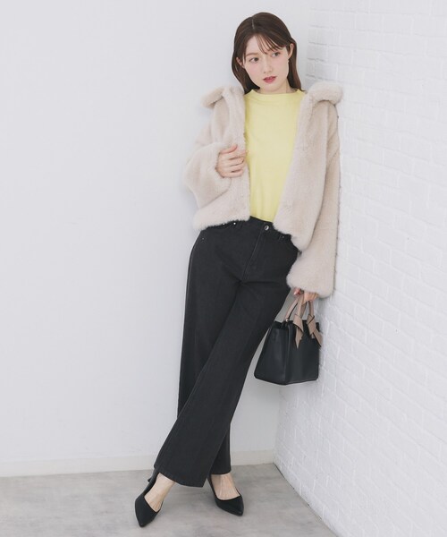 index（インデックス）の「ふんわりボトルネックパフスリーブニット【洗濯機OK】（ニット/セーター・レディース・オフホワイト/グレー/チャコールグレー/イエロー系その他/ピンク/サックスブルー系7・36/38/40/42）」の12枚目の写真