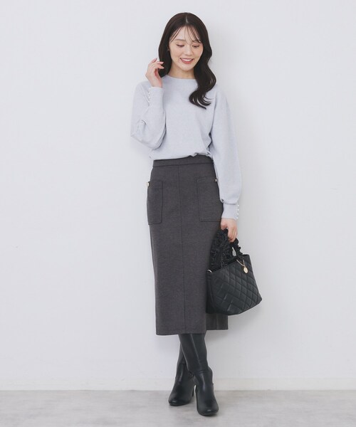 index（インデックス）の「ふんわりボトルネックパフスリーブニット【洗濯機OK】（ニット/セーター・レディース・オフホワイト/グレー/チャコールグレー/イエロー系その他/ピンク/サックスブルー系7・36/38/40/42）」の19枚目の写真