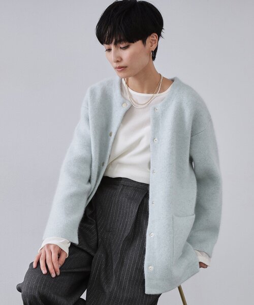 アンゴラ/フォックスブレンド ニットカーディガン【洗濯機OK