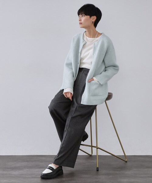 OPAQUE.CLIP（オペークドットクリップ）の「アンゴラ/フォックスブレンド　ニットカーディガン【洗濯機OK】（カーディガン/ボレロ・レディース・アイボリー/ブラウン系/グリーン系・00）」の18枚目の写真