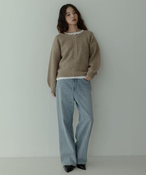 URBAN RESEARCH Sonny Label（アーバンリサーチサニーレーベル）の「ヘンリーネックニットプルオーバー（ニット/セーター・レディース・ベージュ/オフホワイト/グレー・FREE）」の22枚目の写真