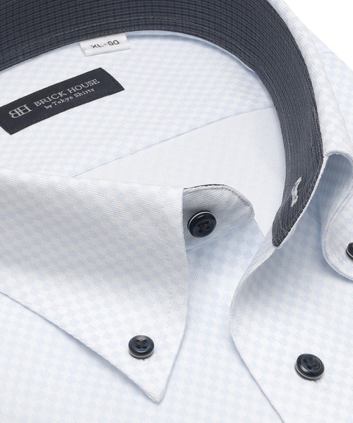 TOKYO SHIRTS(トウキョウシャツ)の「形態安定ノンアイロン ボタンダウン 長袖ストレッチビジネスワイシャツ(大きいサイズ・長いサイズ)(ビジネスシャツ・メンズ・サックスブルー・首回り47cm-裄丈90cm/首回り47cm-裄丈86cm/首回り45cm-裄丈90cm/首回り45cm-裄丈86cm/首回り45cm-裄丈82cm/首回り42cm-裄丈90cm/首回り41cm-裄丈90cm/首回り39cm-裄丈88cm/首回り43cm-裄丈90cm)」の2枚目の写真