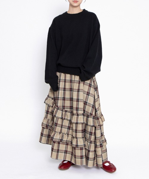 PUNYUS（プニュズ）の「クルーネックカラーニット（ニット/セーター・レディース・サックスブルー/ライトピンク/ブラック/グレー/グリーン/イエロー・1/2/3/4）」の11枚目の写真