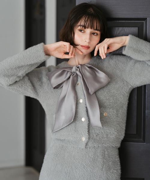 31 Sons de mode（トランテアン　ソン　ドゥ　モード）の「2025秋冬新作 シャギーカーデ×ミニスカセットアップ（セットアップ・レディース・グレー/ブラウン/ピンク・ﾌﾘ-）」の9枚目の写真