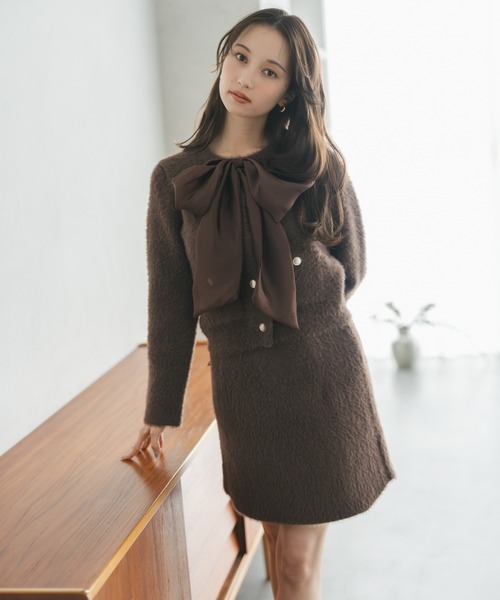 31 Sons de mode（トランテアン　ソン　ドゥ　モード）の「2025秋冬新作 シャギーカーデ×ミニスカセットアップ（セットアップ・レディース・グレー/ブラウン/ピンク・ﾌﾘ-）」の20枚目の写真