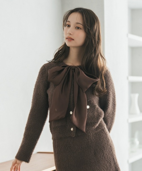 31 Sons de mode（トランテアン　ソン　ドゥ　モード）の「2025秋冬新作 シャギーカーデ×ミニスカセットアップ（セットアップ・レディース・グレー/ブラウン/ピンク・ﾌﾘ-）」の22枚目の写真