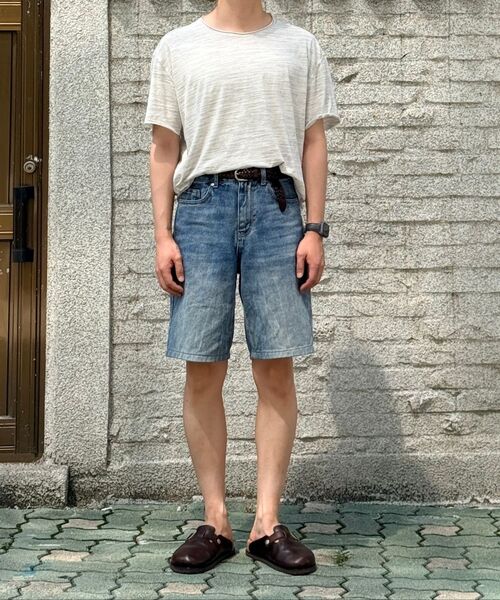 MUSINSA STANDARD（ムシンサスタンダード）の「クリーズウォッシュドルーズストレートデニムパンツ[ライトインディゴ]（デニムパンツ・メンズ・その他・40/38/33/26/27/28/29/42/36/34/32/30/31）」の6枚目の写真