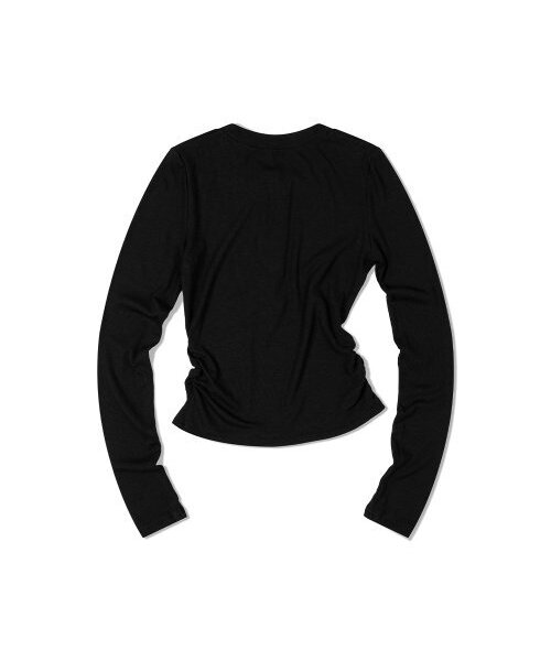 MOAA(モア)の「ヘンリーネックサイドシャーリングロングスリーブ(ブラック)(Tシャツ/カットソー・レディース・その他・MEDIUM/SMALL)」の3枚目の写真