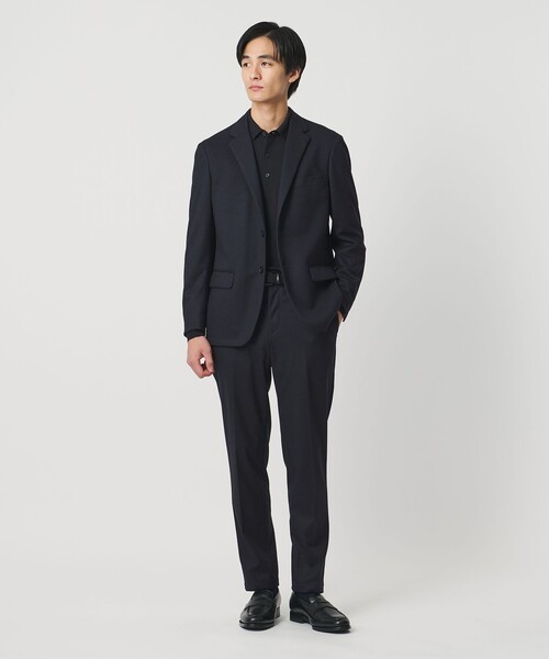 美品　ユナイテッドアローズ　ストレッチ　ウォッシャブル　パンツスーツ　M　黒 ホームスパン ジャージー ノープリーツ パンツ UA COZY ウォッシャブル