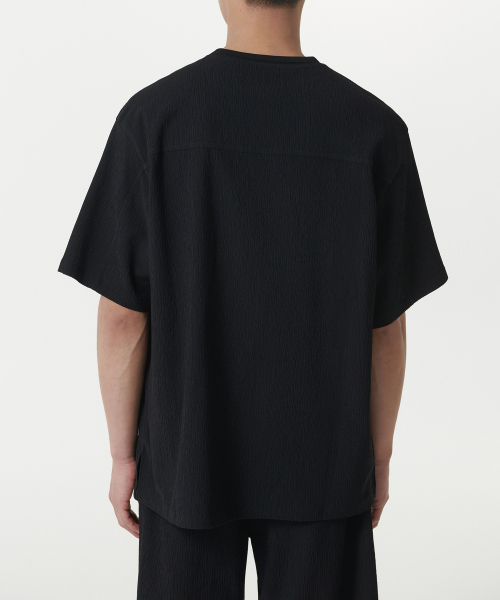 MUSINSA STANDARD（ムシンサスタンダード）の「クリーンクルオーバーサイズウーブンTシャツ[ブラック]（Tシャツ/カットソー・メンズ・その他・MEDIUM/LARGE/X-LARGE/XX-LARGE）」の4枚目の写真