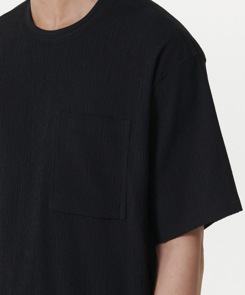 MUSINSA STANDARD（ムシンサスタンダード）の「クリーンクルオーバーサイズウーブンTシャツ[ブラック]（Tシャツ/カットソー・メンズ・その他・MEDIUM/LARGE/X-LARGE/XX-LARGE）」の6枚目の写真