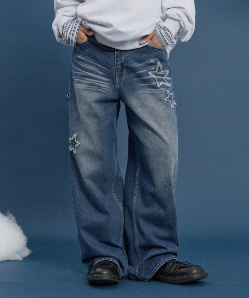 WaiKei（ワイケイ）の「スターアップリケ刺繍デニムパンツミディアムブルー（デニムパンツ・レディース・その他・4/3/1/2）」の2枚目の写真