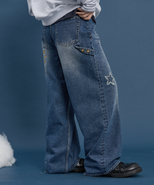 WaiKei（ワイケイ）の「スターアップリケ刺繍デニムパンツミディアムブルー（デニムパンツ・レディース・その他・4/3/1/2）」の3枚目の写真