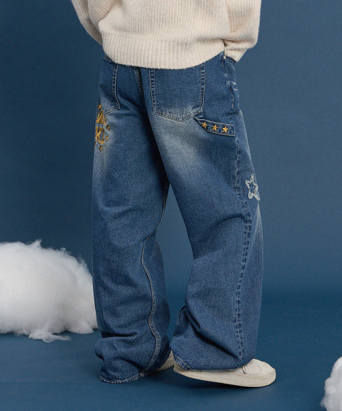 WaiKei（ワイケイ）の「スターアップリケ刺繍デニムパンツミディアムブルー（デニムパンツ・レディース・その他・4/3/1/2）」の4枚目の写真