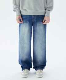 フロントウォッシュワイドデニムパンツ(NORMAL BLUE)