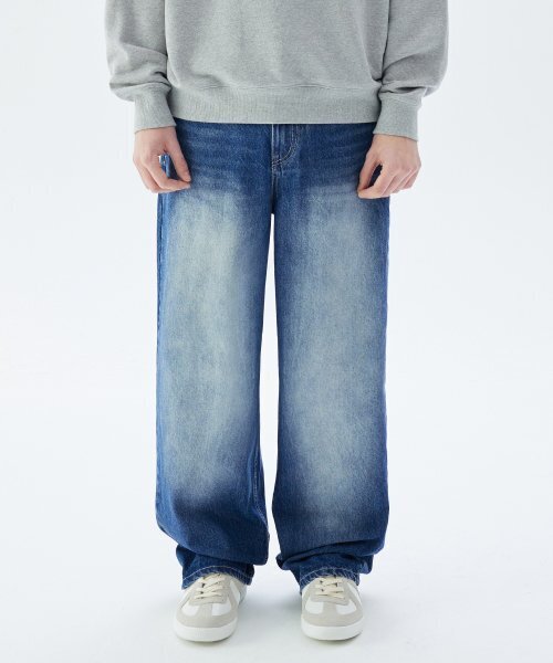 TRILLION(トリリオン)の「フロントウォッシュワイドデニムパンツ(NORMAL BLUE)(デニムパンツ・レディース・その他・SMALL/MEDIUM/LARGE/X-LARGE)」の1枚目の写真