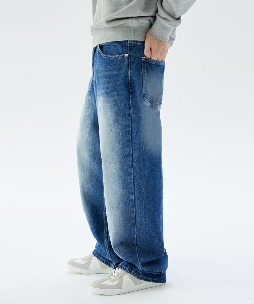 TRILLION(トリリオン)の「フロントウォッシュワイドデニムパンツ(NORMAL BLUE)(デニムパンツ・レディース・その他・SMALL/MEDIUM/LARGE/X-LARGE)」の2枚目の写真