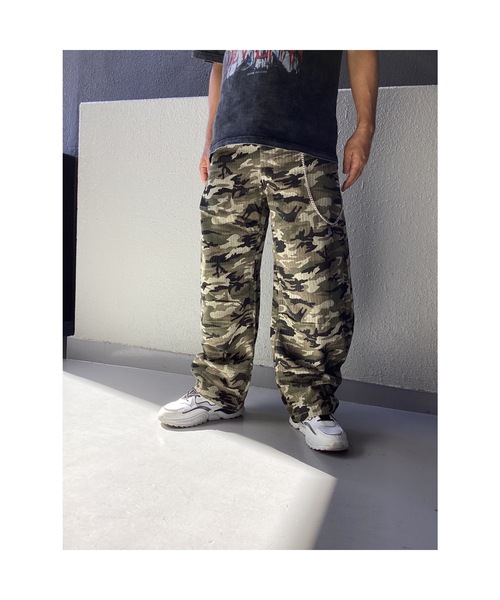 セール】【Bls】【Bling Leads】バレルレッグ迷彩柄パンツ ワイド