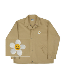 GRAVER（グレーバー）の「[UNISEX] FLOWER DOT EMBROIDERED WHITE CLIP JACKET_BEIGE（ミリタリージャケット）」