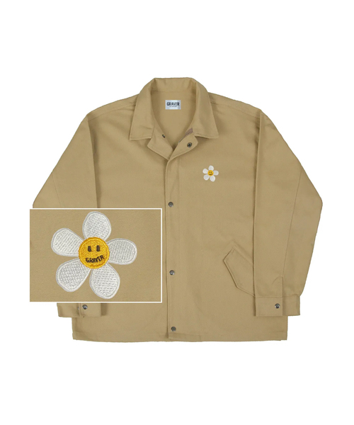 [UNISEX]フラワードット刺繍ジャケット_ベージュ