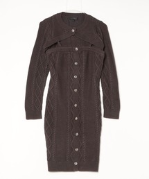 Long Sleeves Shrug Cable Daphne Dress ニットワンピース