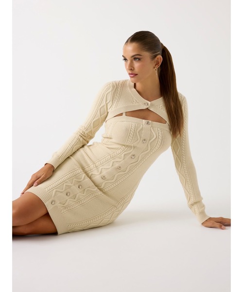 Long Sleeves Shrug Cable Daphne Dress ニットワンピース（ワンピース