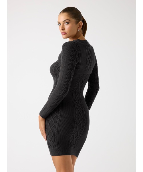 Long Sleeves Shrug Cable Daphne Dress ニットワンピース | GUESS