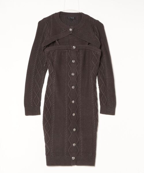Long Sleeves Shrug Cable Daphne Dress ニットワンピース | GUESS
