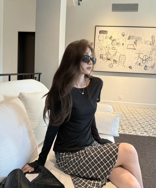 gossip！ロサンゼルス（ゴシップロサンゼルス）の「Y2Kガーリー レトロチェックAラインスカート（ミディアム丈）（スカート・レディース・チェック・L/M/S）」の7枚目の写真