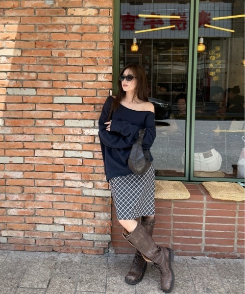 gossip！ロサンゼルス（ゴシップロサンゼルス）の「Y2Kガーリー レトロチェックAラインスカート（ミディアム丈）（スカート・レディース・チェック・L/M/S）」の11枚目の写真