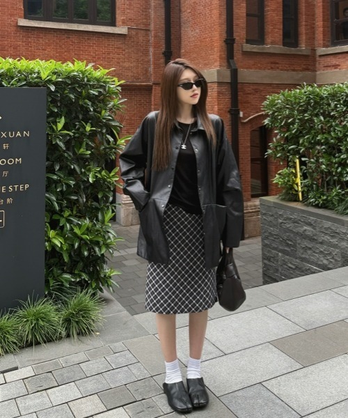 gossip！ロサンゼルス（ゴシップロサンゼルス）の「Y2Kガーリー レトロチェックAラインスカート（ミディアム丈）（スカート・レディース・チェック・L/M/S）」の15枚目の写真