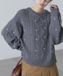 FREE'S MART（フリーズマート）の「◆ハート刺繍ケーブルニット（ニット/セーター・レディース）」