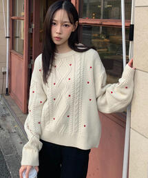 FREE'S MART | ◆ハート刺繍ケーブルニット(ニット/セーター)